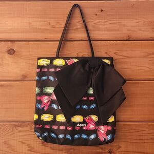 Brighton Art Chic Carryall Take A “Beau” Holiday Tote Bag, Black & Red Bows